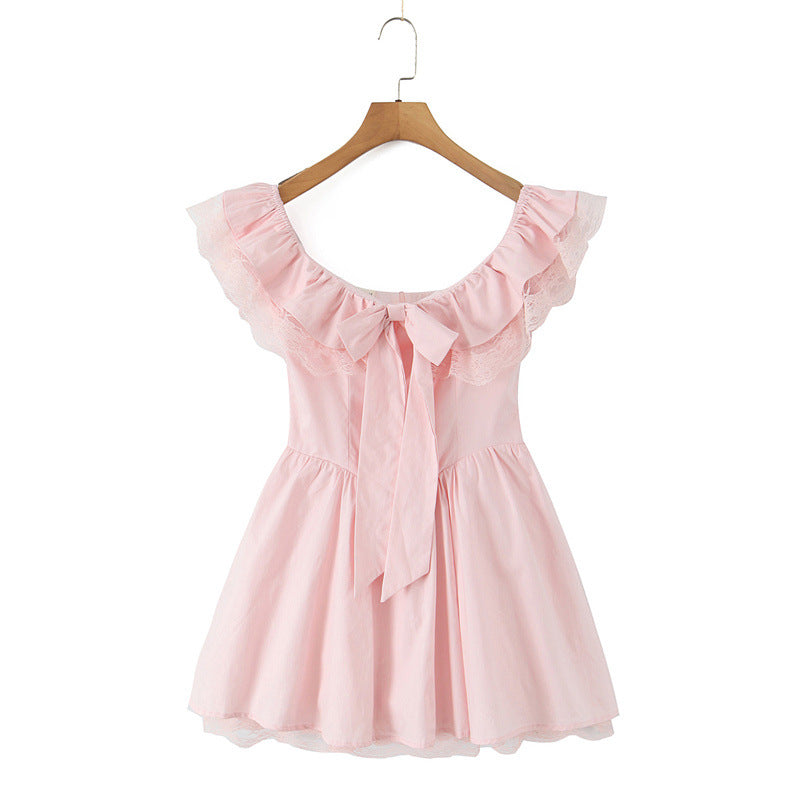 Pink Lace Patch Mini Dress