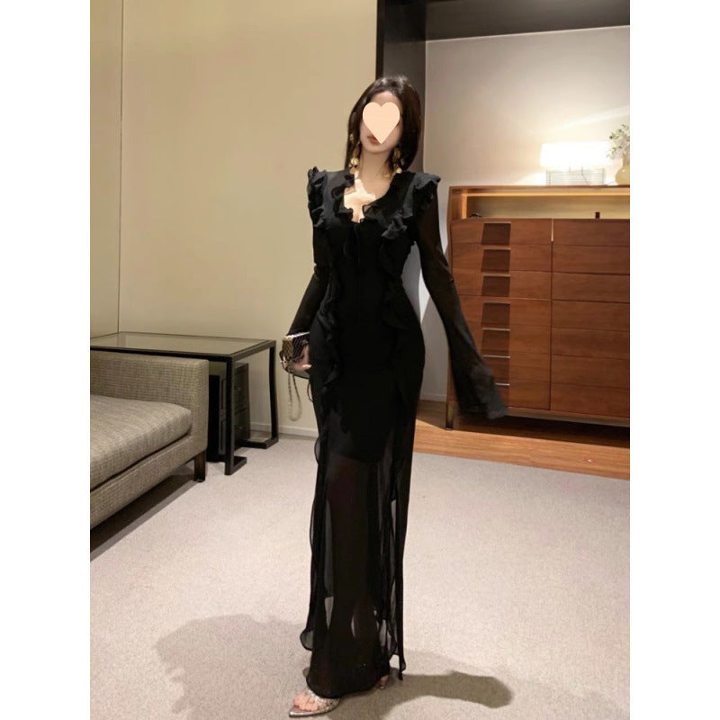 American Ruffled Collar Dress