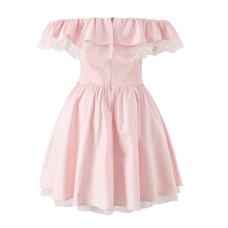 Pink Lace Patch Mini Dress