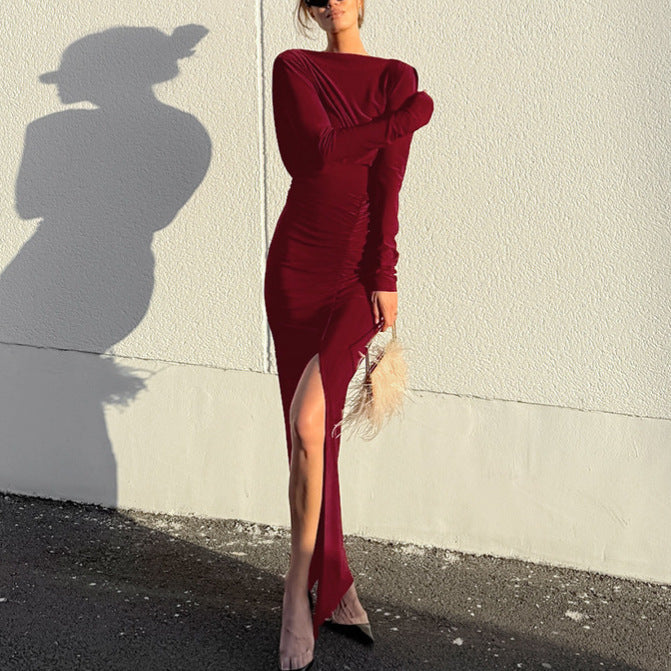 Backless Long Sleeve Dress
