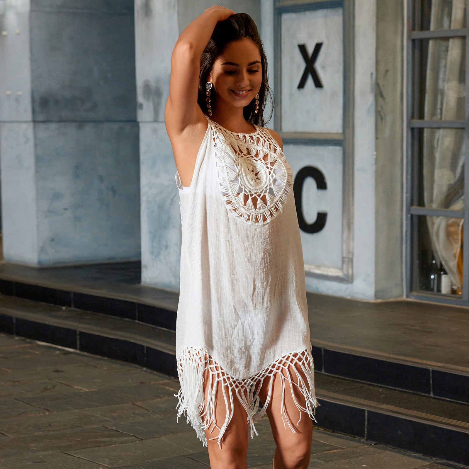 Crocheted Floral Patchwork Dress