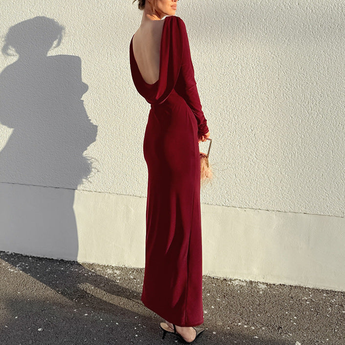 Backless Long Sleeve Dress